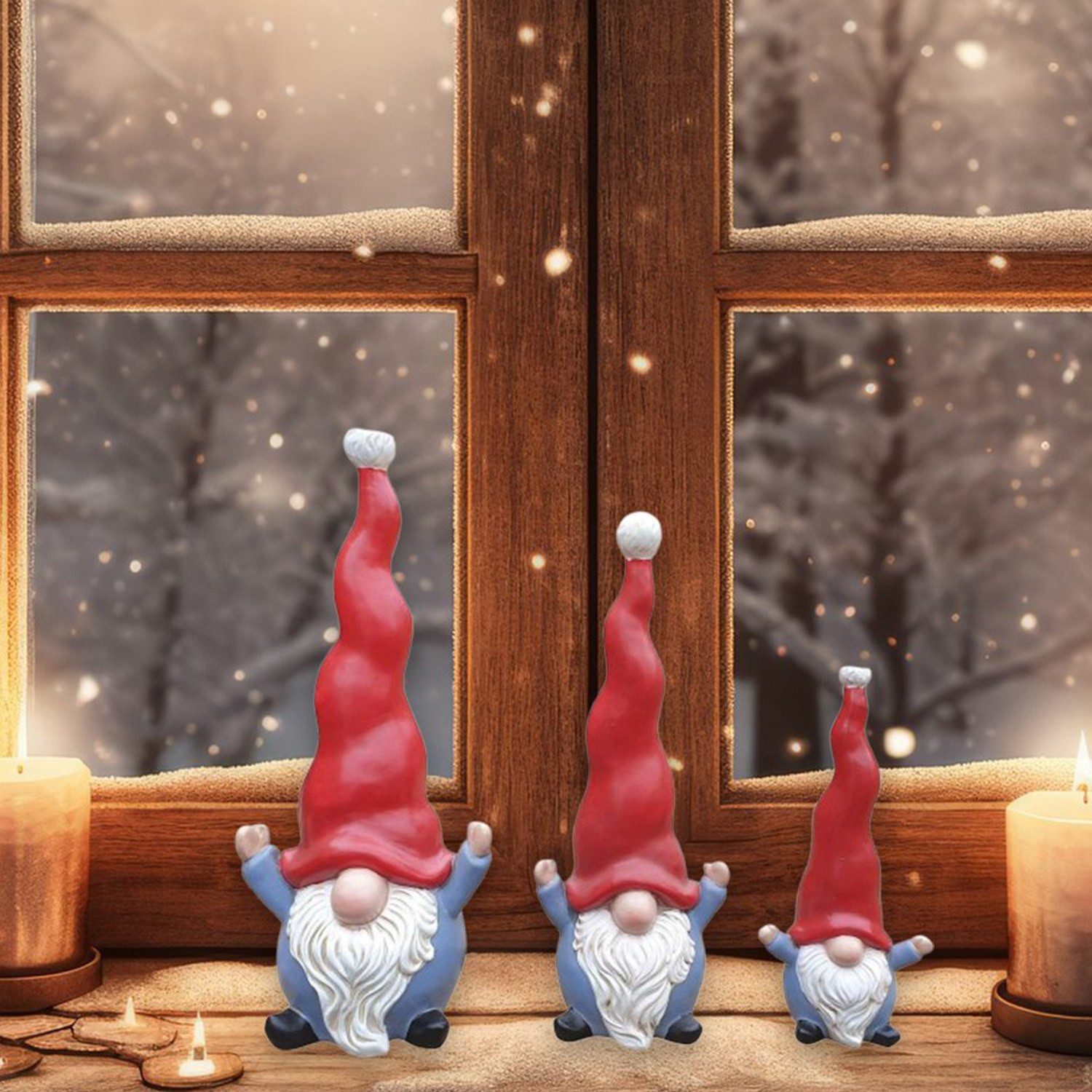 Fachhandel Plus Weihnachtsfigur Wichtel 3er Set lustige Weihnachtsdekoration Gartenfigur Dekofigur (3x stehend), witzige Weihnachtsdekoration