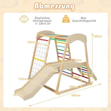 KOMFOTTEU Klettergerüst Kletterspielzeug, Indoor aus Holz für Kinder ab 1 Jahr