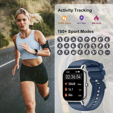 Nerunsa Smartwatch (1,85 Zoll, Android iOS), 110+ Sportmodi Sportuhr, Fitnessuhr mit Herzfrequenz IP68 Wasserdicht