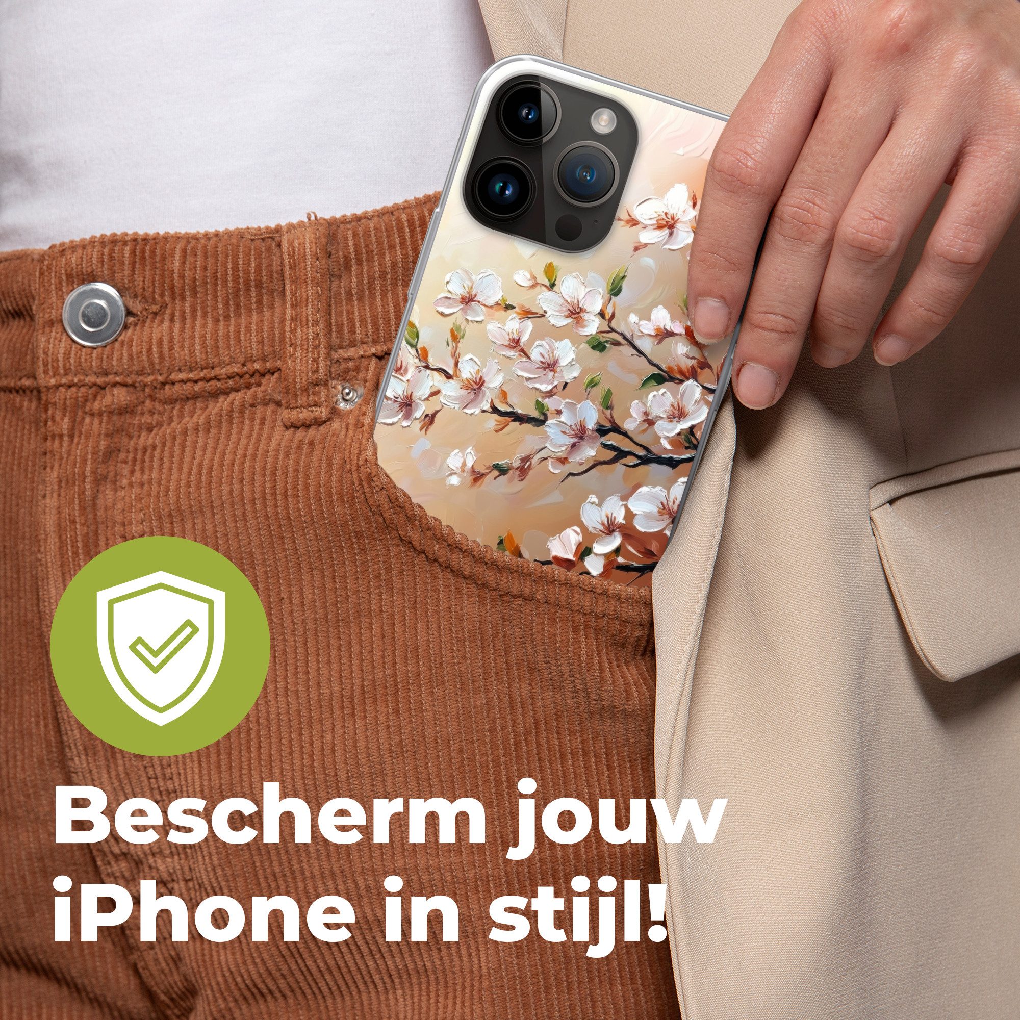 MuchoWow Handyhülle für Apple iPhone 14 Pro Max Blütenzweige - Malerisch - Rosa, Smartphone-Bumper, Print, Handy Schutzhülle Dünn