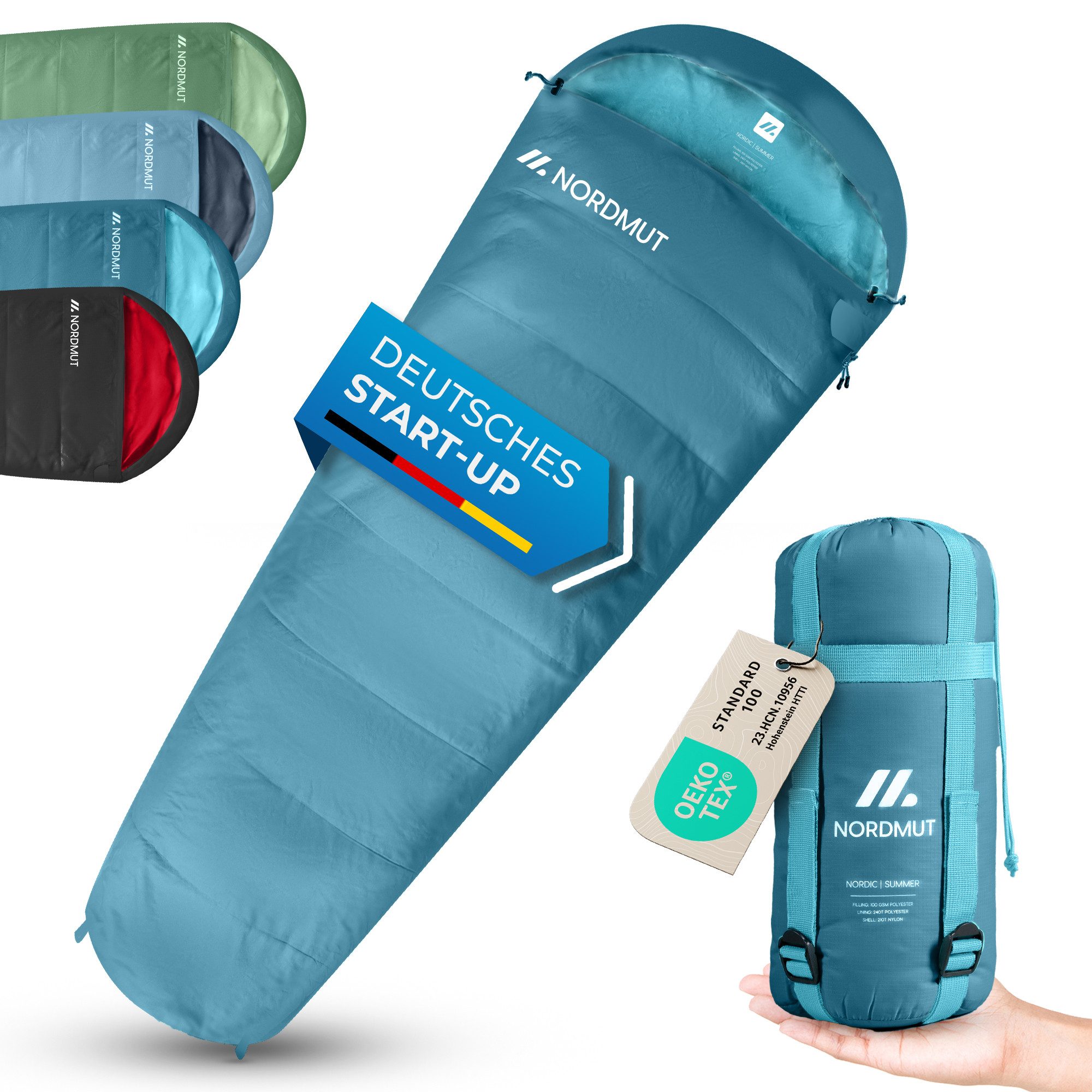Nordmut Mumienschlafsack Sommerschlafsack Ultraleicht mit kleinem Packmaß [900g]