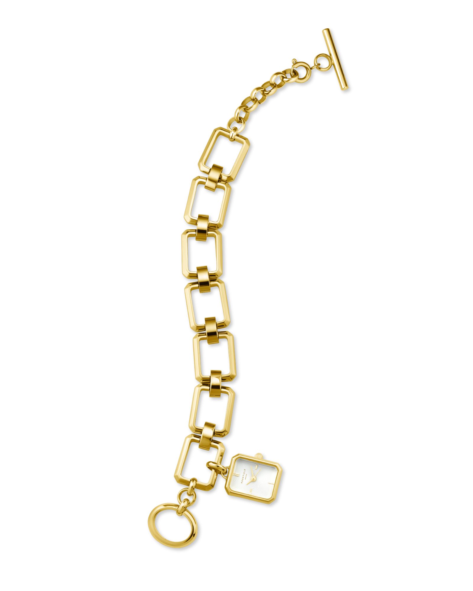 ROSEFIELD Quarzuhr ROSEFIELD Damenuhr mit Anhängerkette Octagon 18.5mm Goldfarben