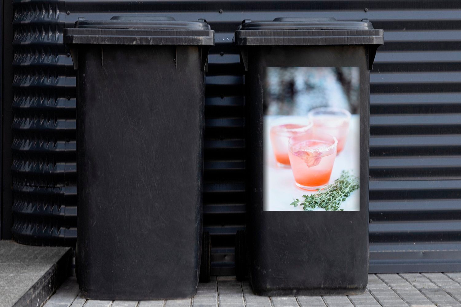 MuchoWow Container, von Kräutern St), frischen mit Mülltonne, Nahaufnahme Cocktails Sticker, Mülleimer-aufkleber, Wandsticker (1 Abfalbehälter