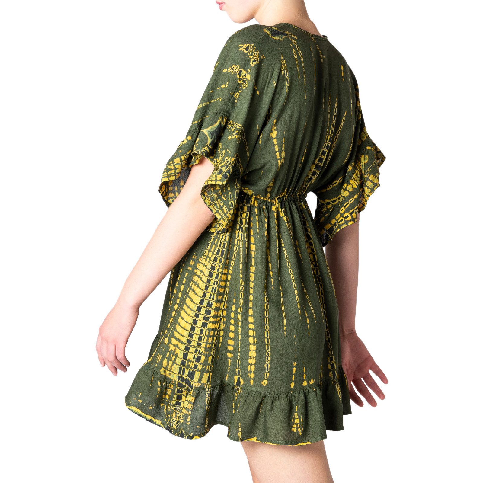 PANASIAM Tunikakleid kurzes Sommerkleid aus natürlicher Viskose mit V Aussc günstig online kaufen