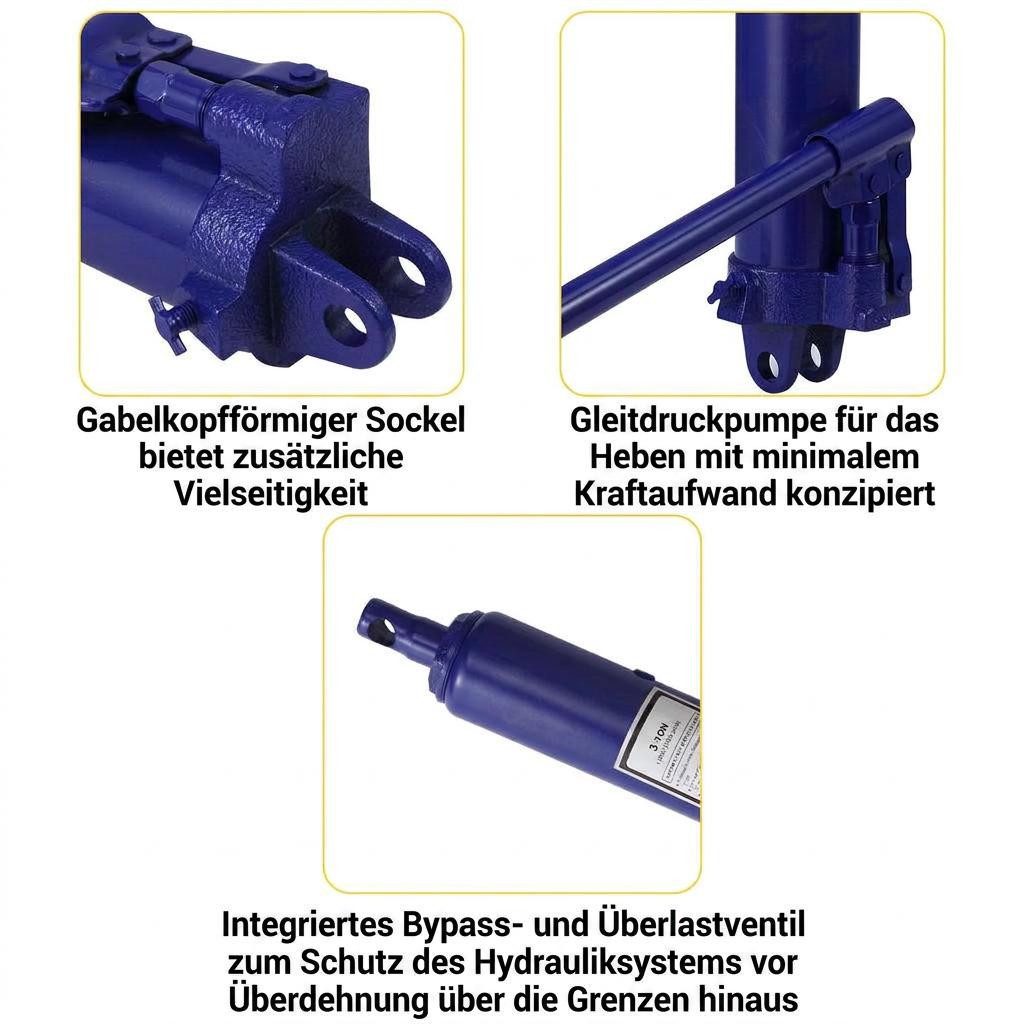 GarveeMore Wagenheber Hydraulischer Langzylinder‑Wagenheber 3t‑8t, Hubhöhe 61‑112cm, Ersatzzylinder für Motorkran, Werkstatt & Landwirtschaft – Bild 2 von 5