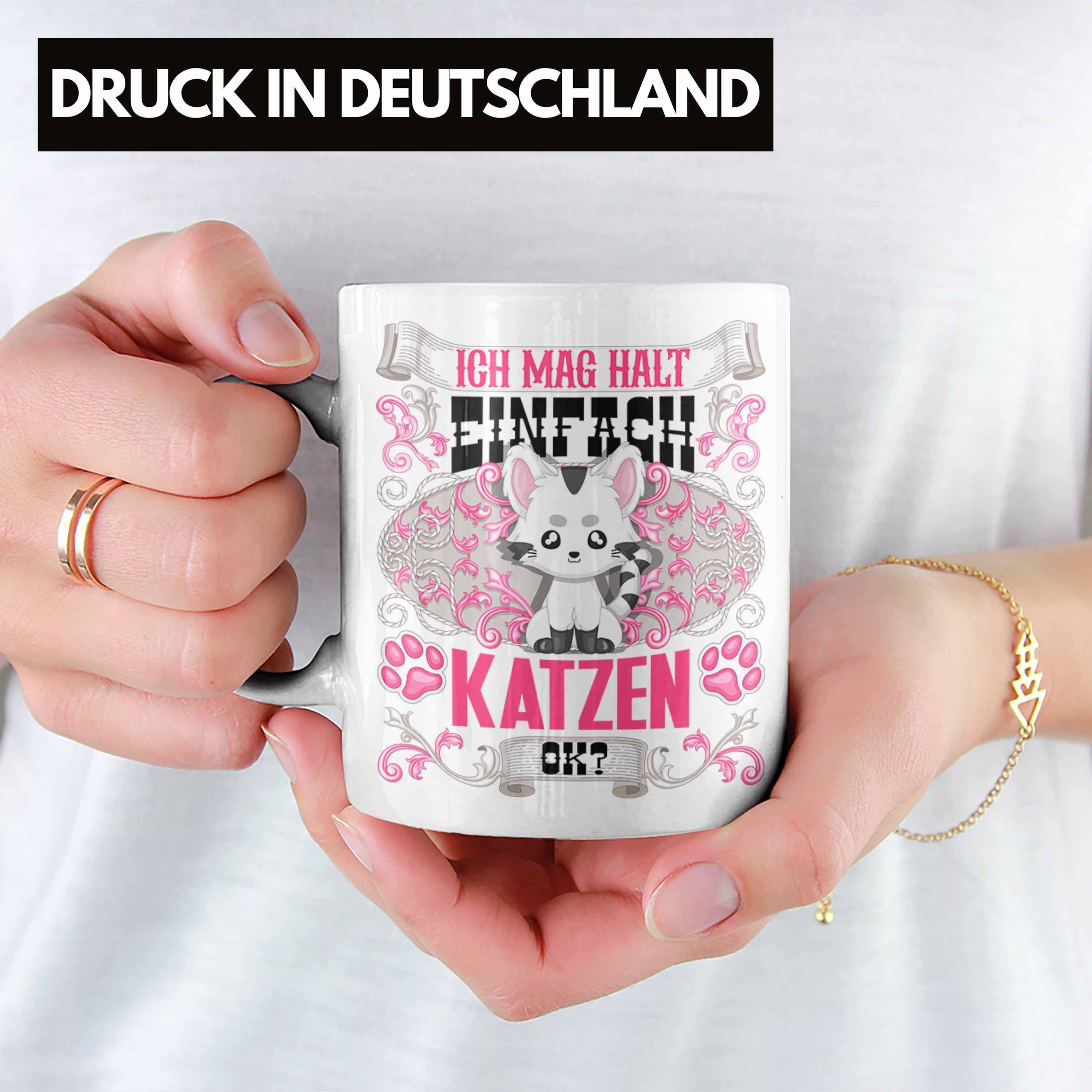 Trendation Tasse Trendation Weiss Tasse Spruch Besitzer - Geschenk Katzen Mama Geschen Katzen