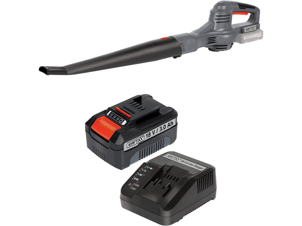 KRAFTIXX® Akku-Laubbläser KX-ALB 1821 Li, (Set, 3 St), Inkl. 3,0Ah Akku, kompatibel mit Einhell Power X-Change Akkusystem