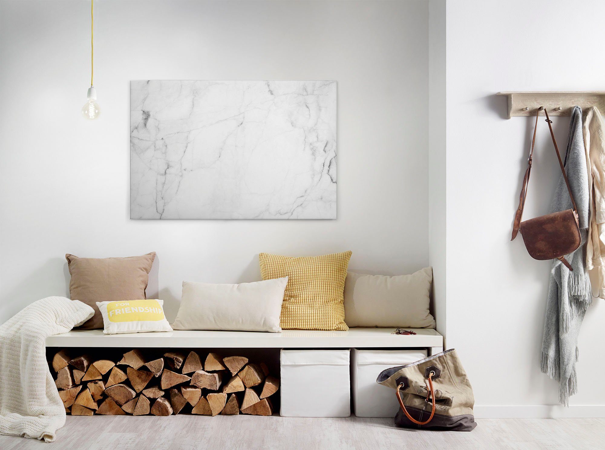 A.S. Création Leinwandbild White Marble, Kinder, Kunst, Marmor (1 St), Marmoroptik Marmor Keilrahmen Leinwand-Bild Wohnzimmer modern Wandbild