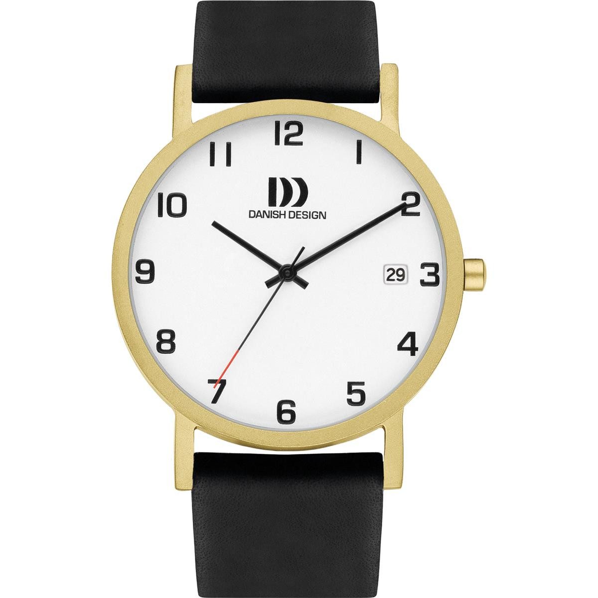 Quarzuhr Danish Design Unisex Uhr IQ81Q1273 Rhine NMBRS Satin Gold Date Large