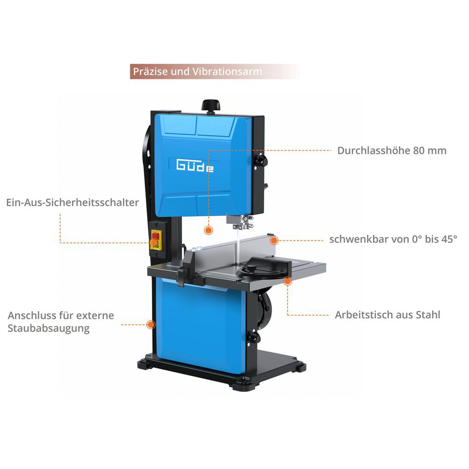 Güde Bandsäge GÜDE GBS 200 S Bandsäge – 350W Holzbandsäge mit Gehrungsansch günstig online kaufen