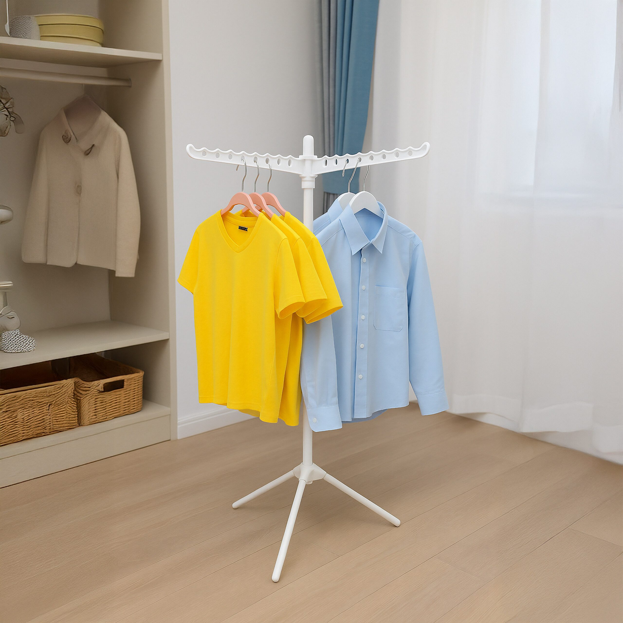 relaxdays Wäschespinne Bügelwäscheständer für 27 Kleiderbügel, weiß günstig online kaufen
