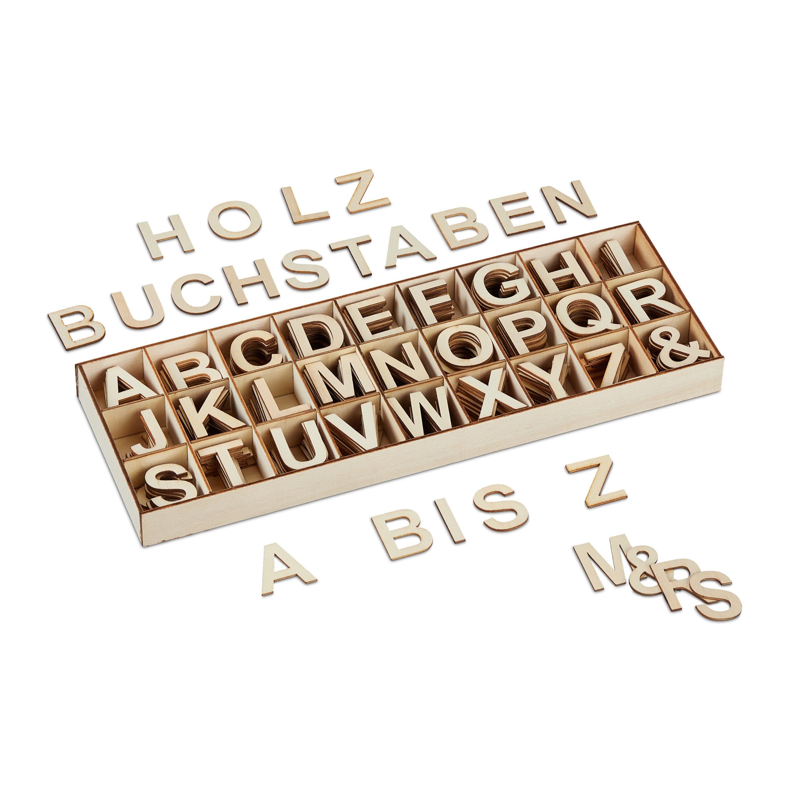 relaxdays Deko-Buchstaben Holzbuchstaben Set 324 tlg.