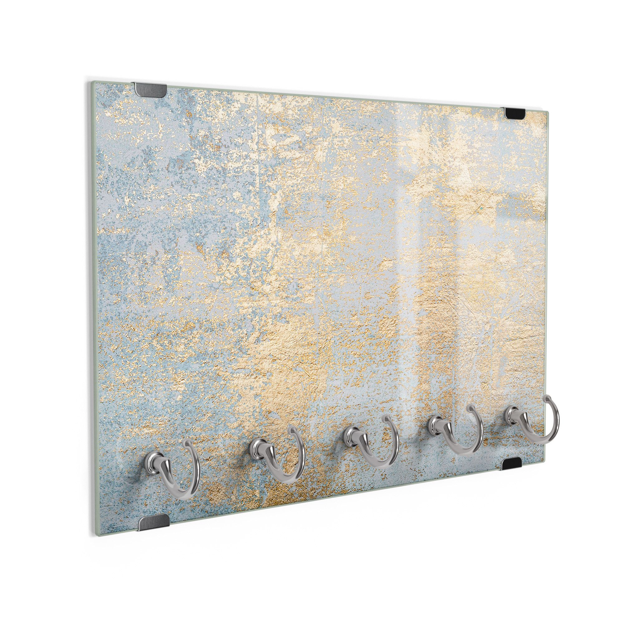 DEQORI Schlüsselbrett 'Wand mit Gold-Struktur', (1 St), Schlüsselhalter Schlüssel Haken Schlüsselboard modern Schlüsselleiste