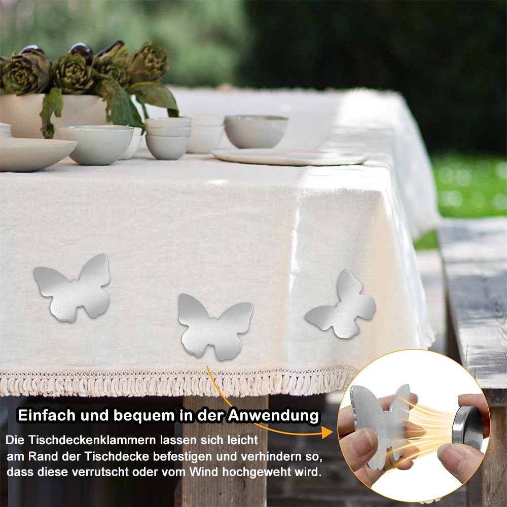 AFKSMILE Tischtuchklammern 8 Stück Edelstahl Tischdeckenklammern, Magnet Tischdeckenbeschwerer, Blumen, Schmetterling Tischtuchklammern für Draußen Hochzeit Pic – Bild 4 von 5