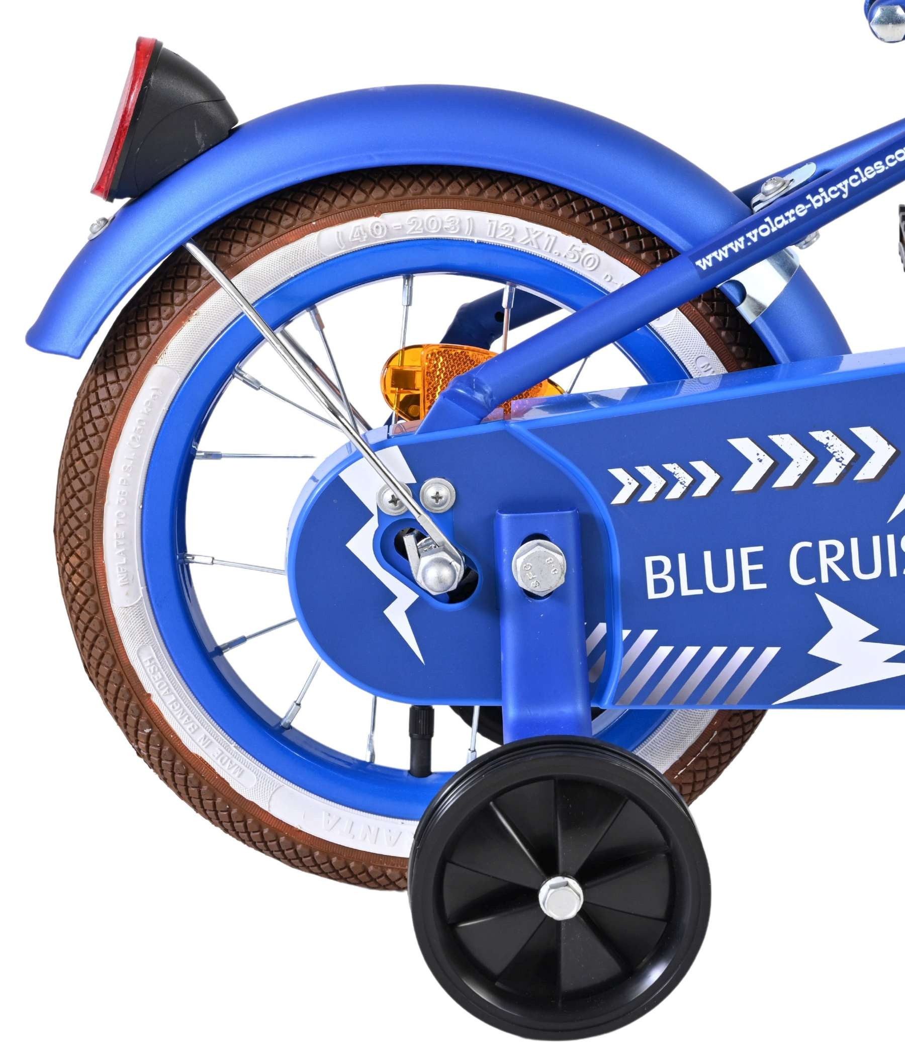 Volare Kinderfahrrad Cruiser 12 Zoll Jungen Blau – Hand- & Rücktrittbremse, Stützräder, Geschlossener Kettenschutz, Luftreifen, Netto-Gewicht 9,9 kg