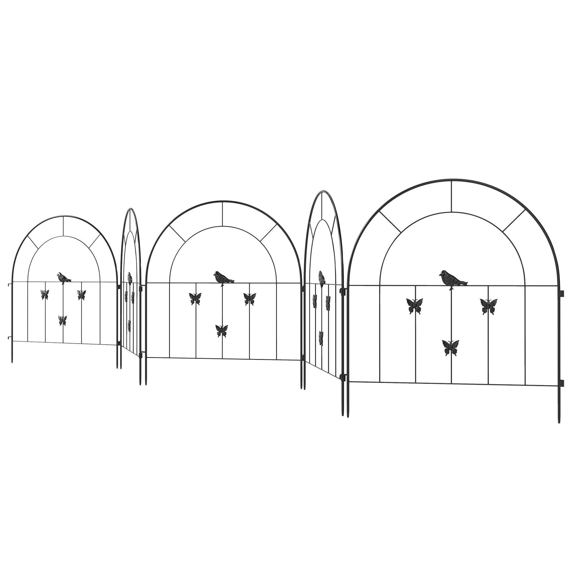 Kunsthecke Gartenzaun Schwarz 300 x 70 cm aus pulverbeschichtetem Stahl, furnicato, Höhe 70 cm