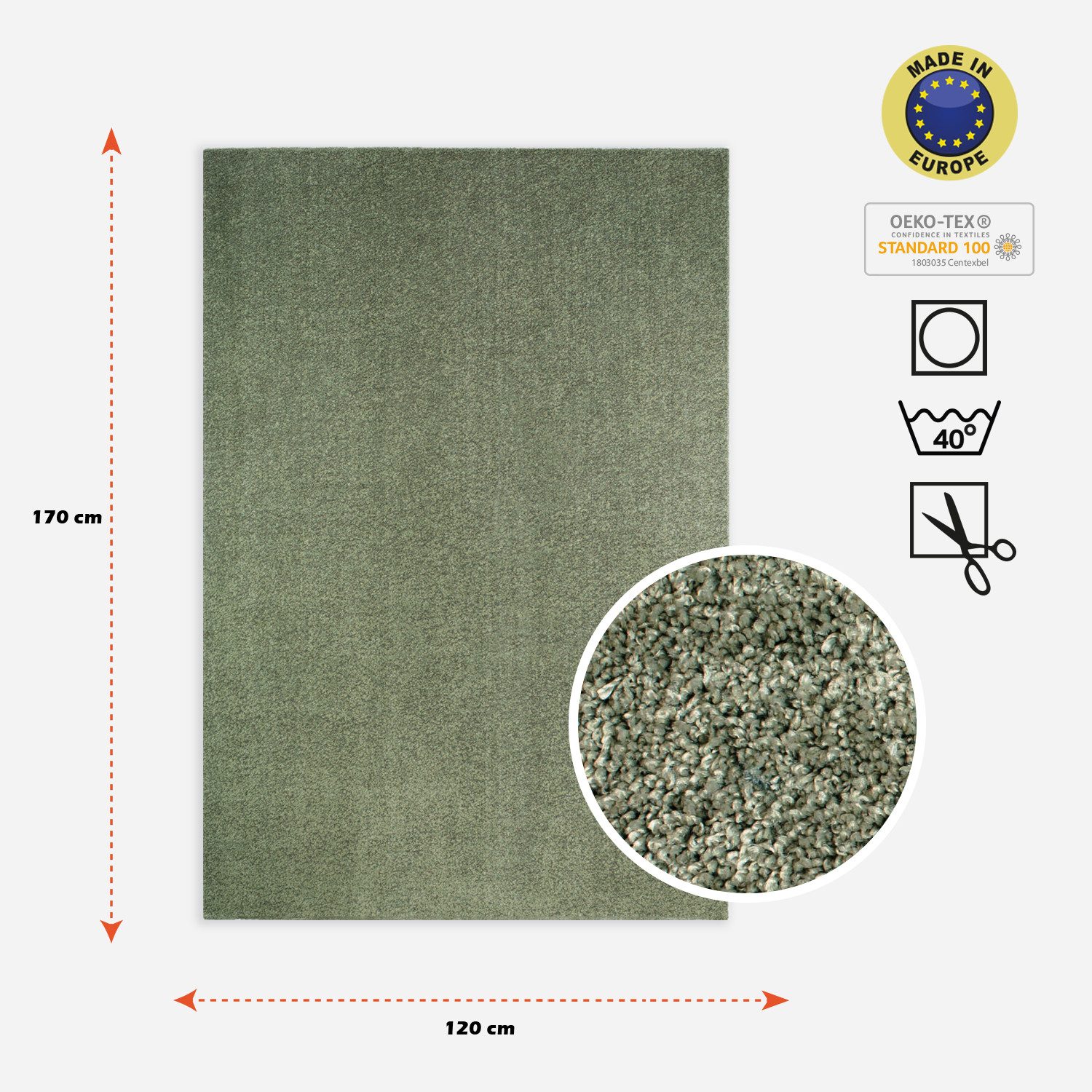 Rikmani Teppich Waschbarer Teppich Kurzflor-Teppich für Wohnzimmer, Esszimmer, Schlafz – Bild 3 von 4