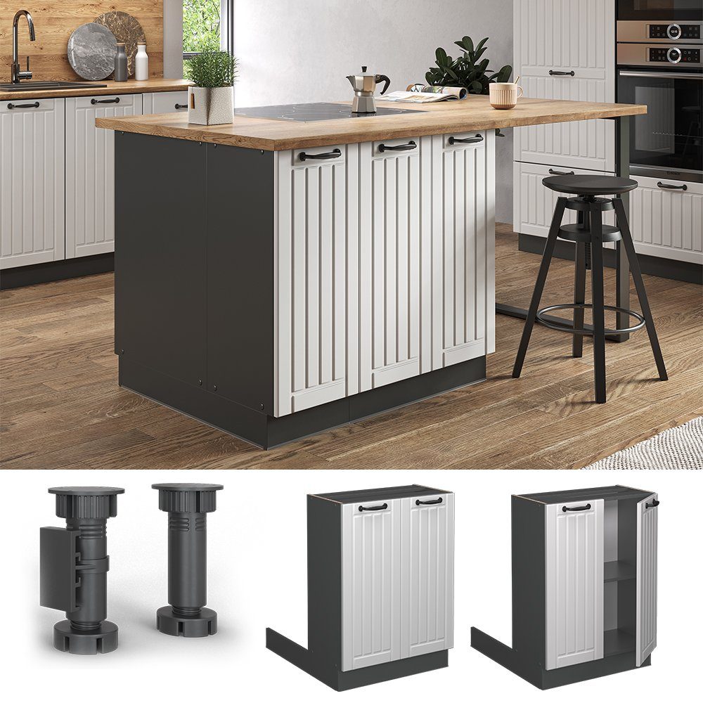 Vicco Unterschrank Fame-Line, Weiß Landhaus/Anthrazit, 60 günstig online kaufen