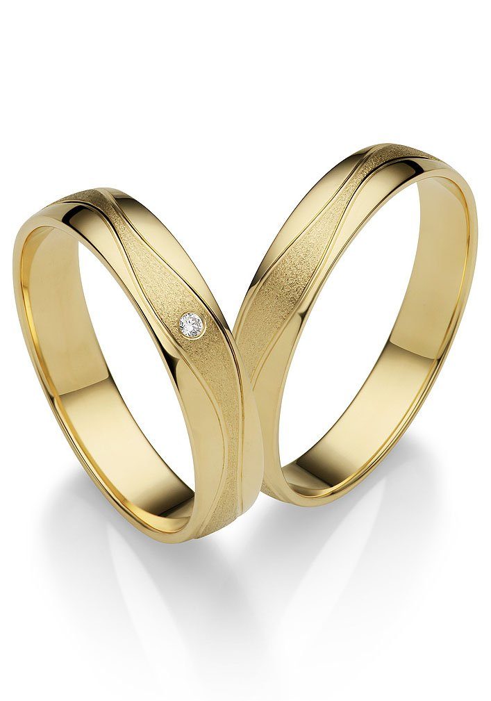 Firetti Trauring Schmuck Geschenk Gold 375 Hochzeit Ehering "LIEBE", Made in Germany, wahlweise mit oder ohne Brillant