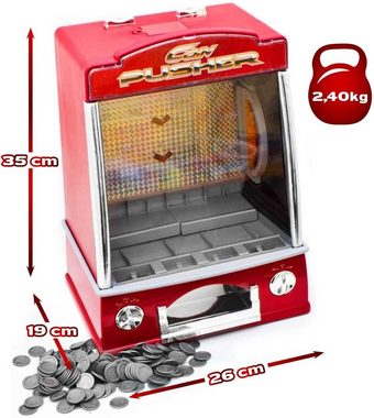 Goods+Gadgets Spiel, Coin-Pusher Geldspielautomat Münzschieber Spielautomat, Glückspiel-Automat