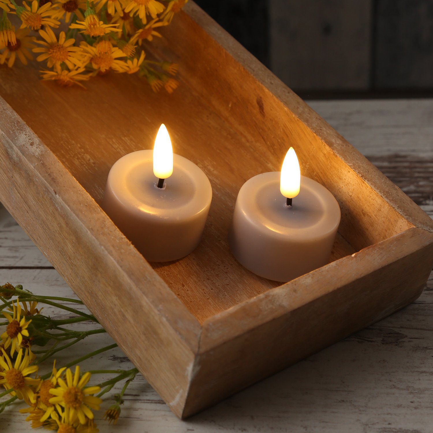 Deluxe Homeart LED-Kerze LED Teelichter Mia flackernd mit Batterie D: 4,1cm günstig online kaufen