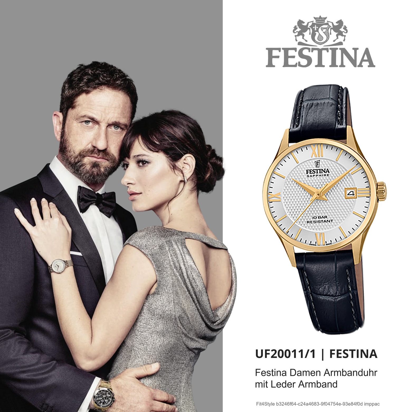 Festina Quarzuhr Festina Damen Uhr F20011/1 Leder, (Analoguhr), Damen Armbanduhr rund, Lederarmband schwarz, Elegant