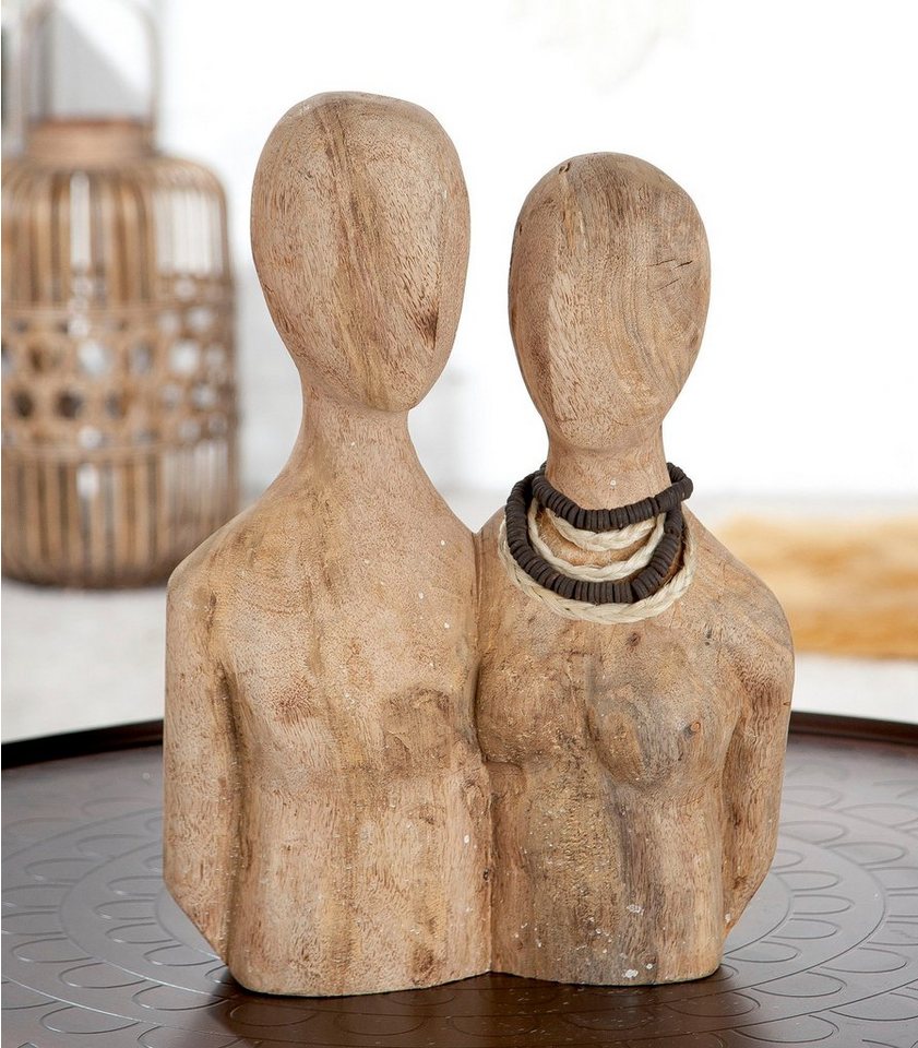 Casablanca by Gilde Dekofigur Skulptur Pair, natur (1 St), Dekoobjekt, aus  Holz, Höhe 37 cm, Wohnzimmer