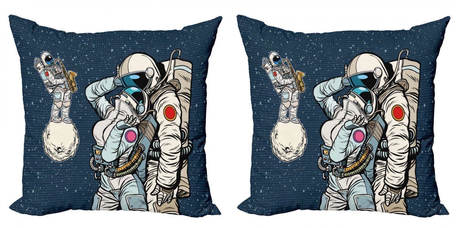 Kissenbezüge Modern Accent Doppelseitiger Digitaldruck, Abakuhaus (2 Stück), Astronaut Romantisches Paar in Space