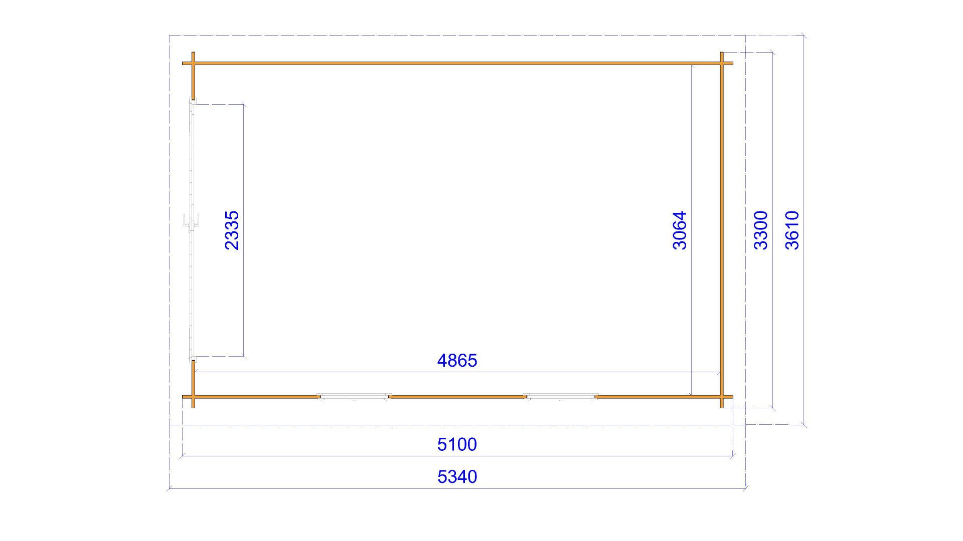 Finn Art Blockhaus Garage Flachdach Holzgarage Schweden 50 mit Holztor, ohne Fußboden, Einzelgarage aus Holz, ohne Dacheindeckung