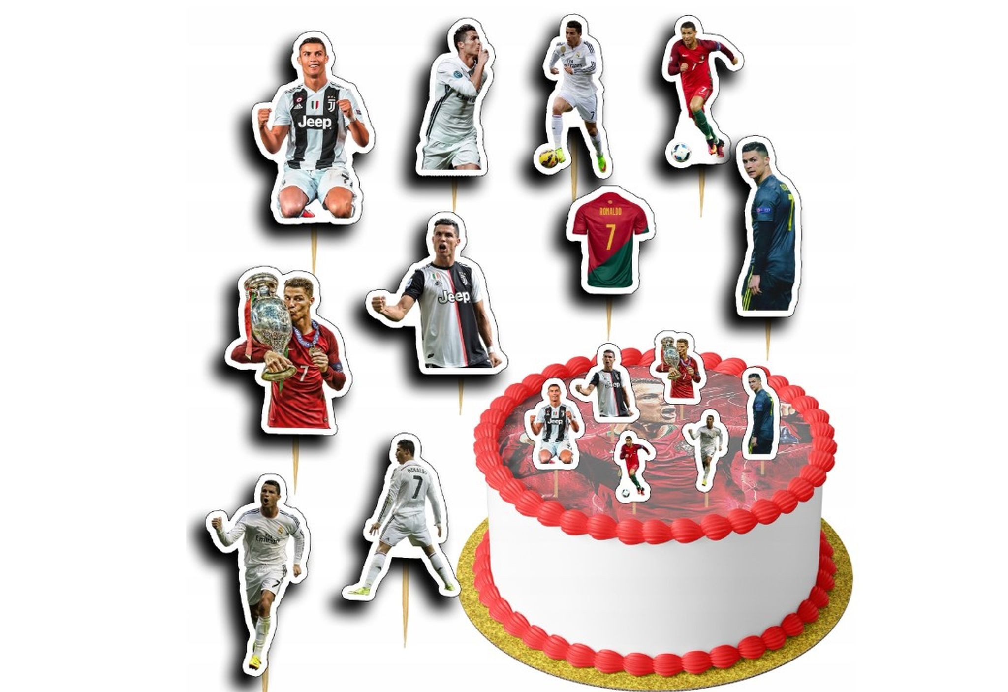 Tortenstecker RONALDO Topper Set 8 Stk Geburstag Torten Deko Kuchen Junge