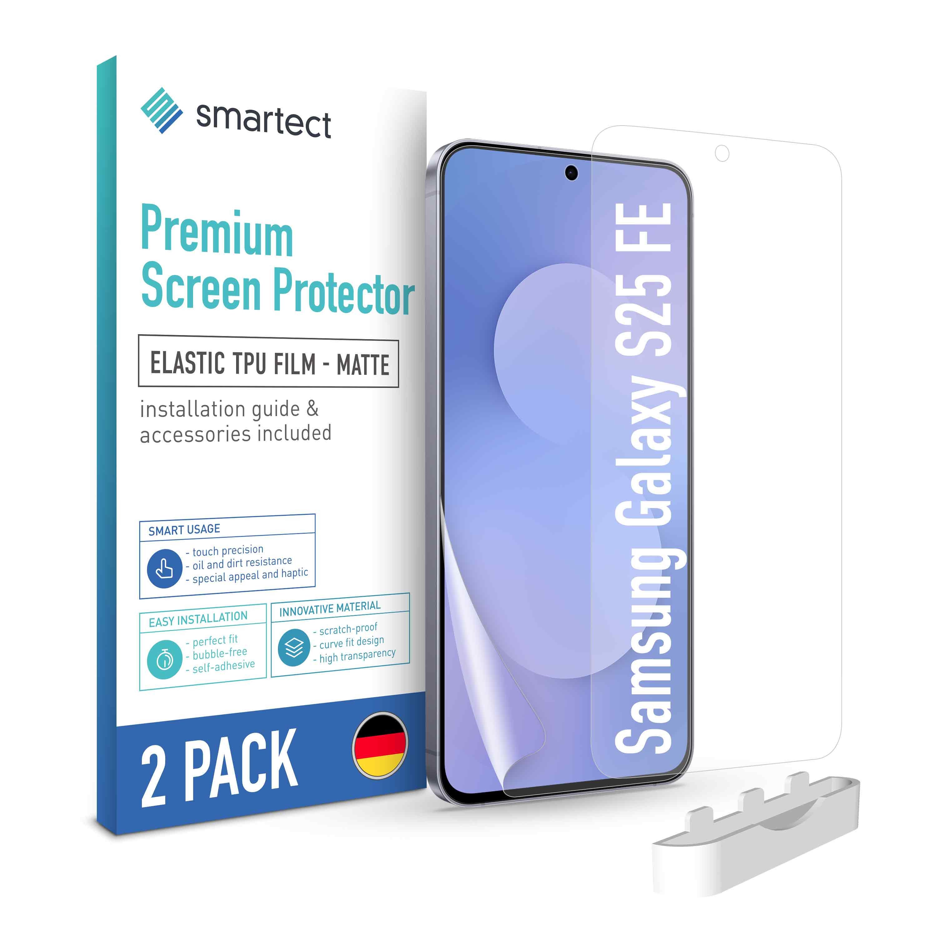 smartect Displayschutzfolie TPU Schutzfolie Matt für Samsung Galaxy S25 FE, Set, 2 Stück, Panzerfolie Bildschirm Displayfolie