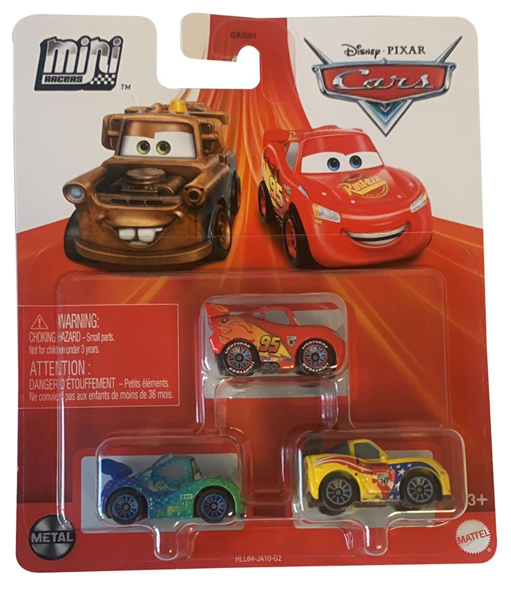 Disney Pixar Spielzeug-Auto Mattel HLL64 Disney Pixar Cars Mini-Racers 3er-Pack mit Jens Gorvette
