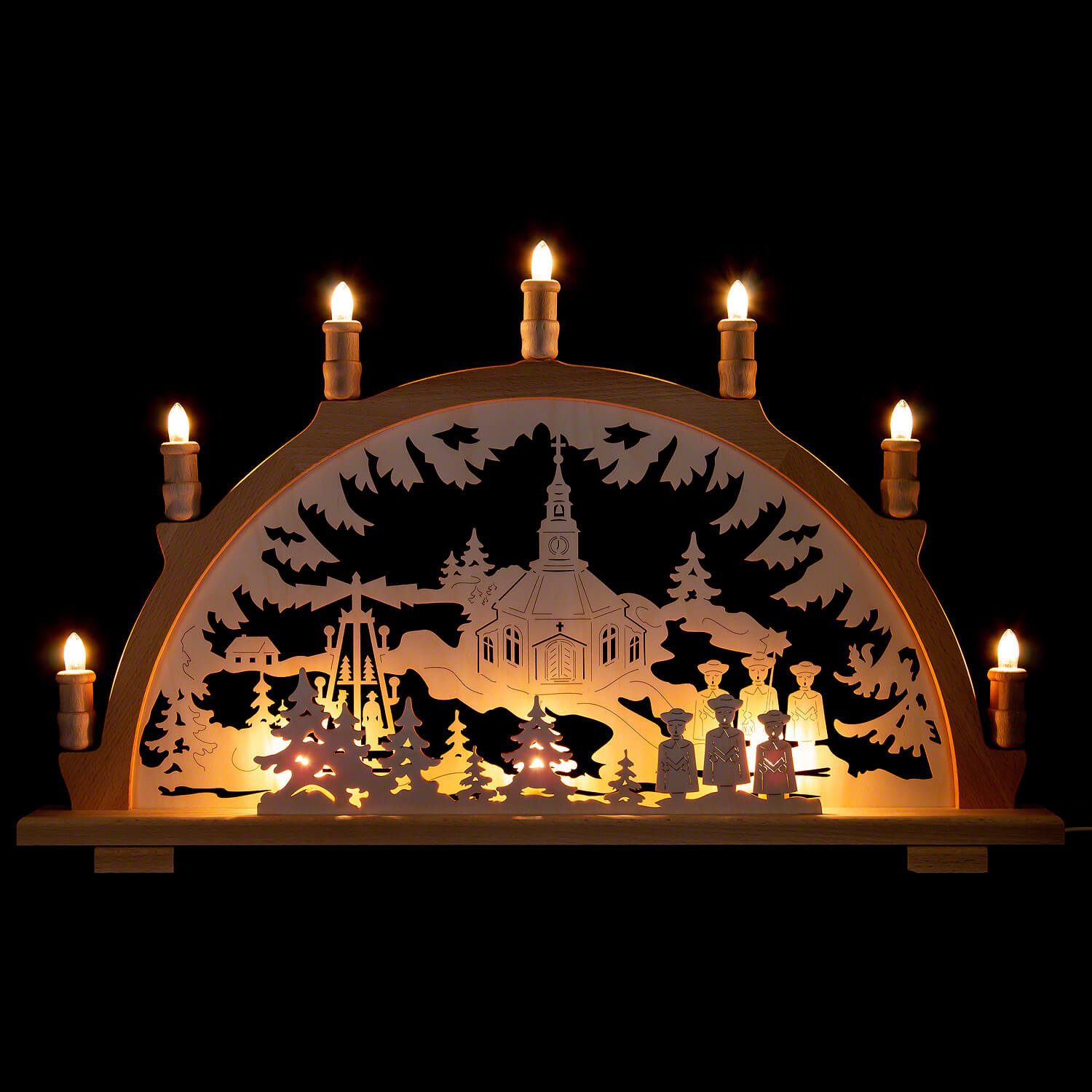 Lenk und Sohn Schwibbogen Schwibbogen Seiffener Kirche (66x44cm) von Kunstgewerbe Lenk & Sohn