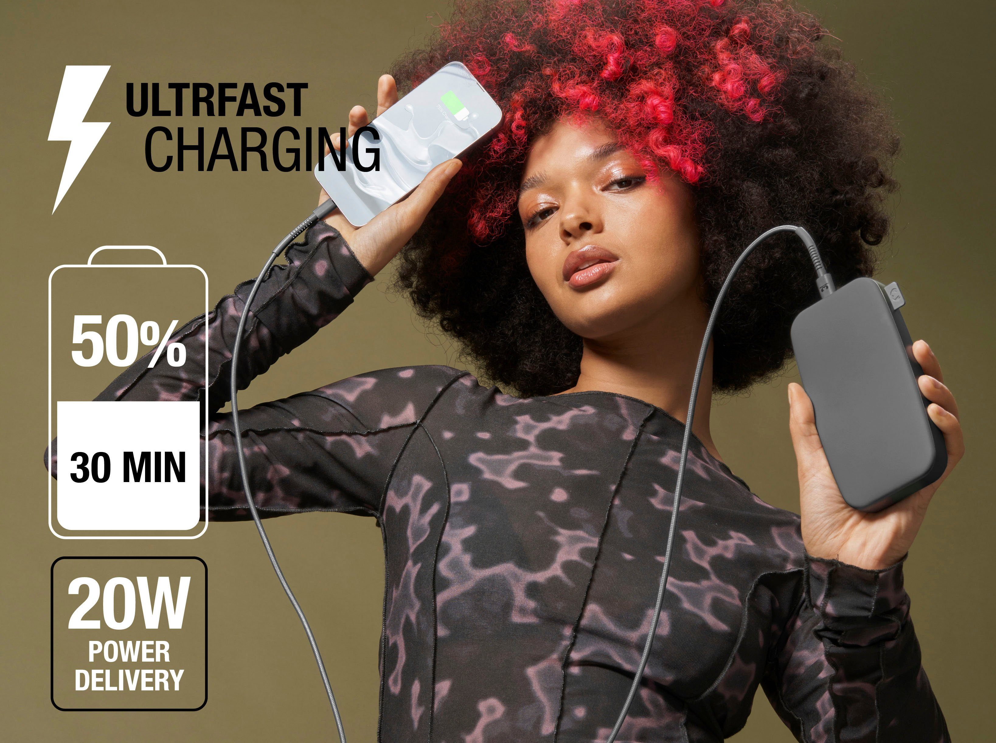 Ultra mit PD Power Rebel Fresh´n 20W & grau Fast Charge Powerbank Pack USB-C, 18000mAh