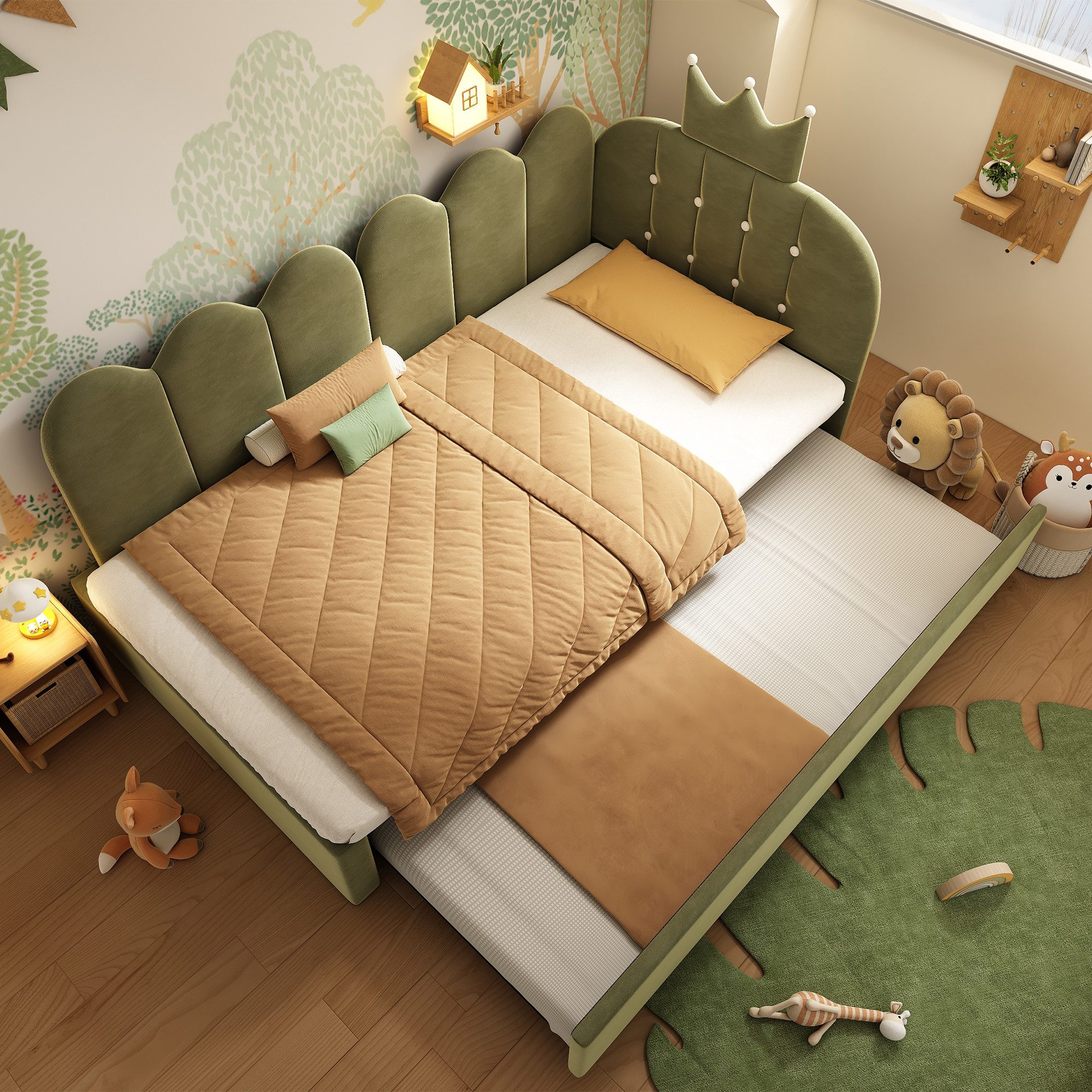 Welltin Daybett 90x200cm/Tagesbett mit Ausziehbett (1 tlg), Schlafsofa Sofabett