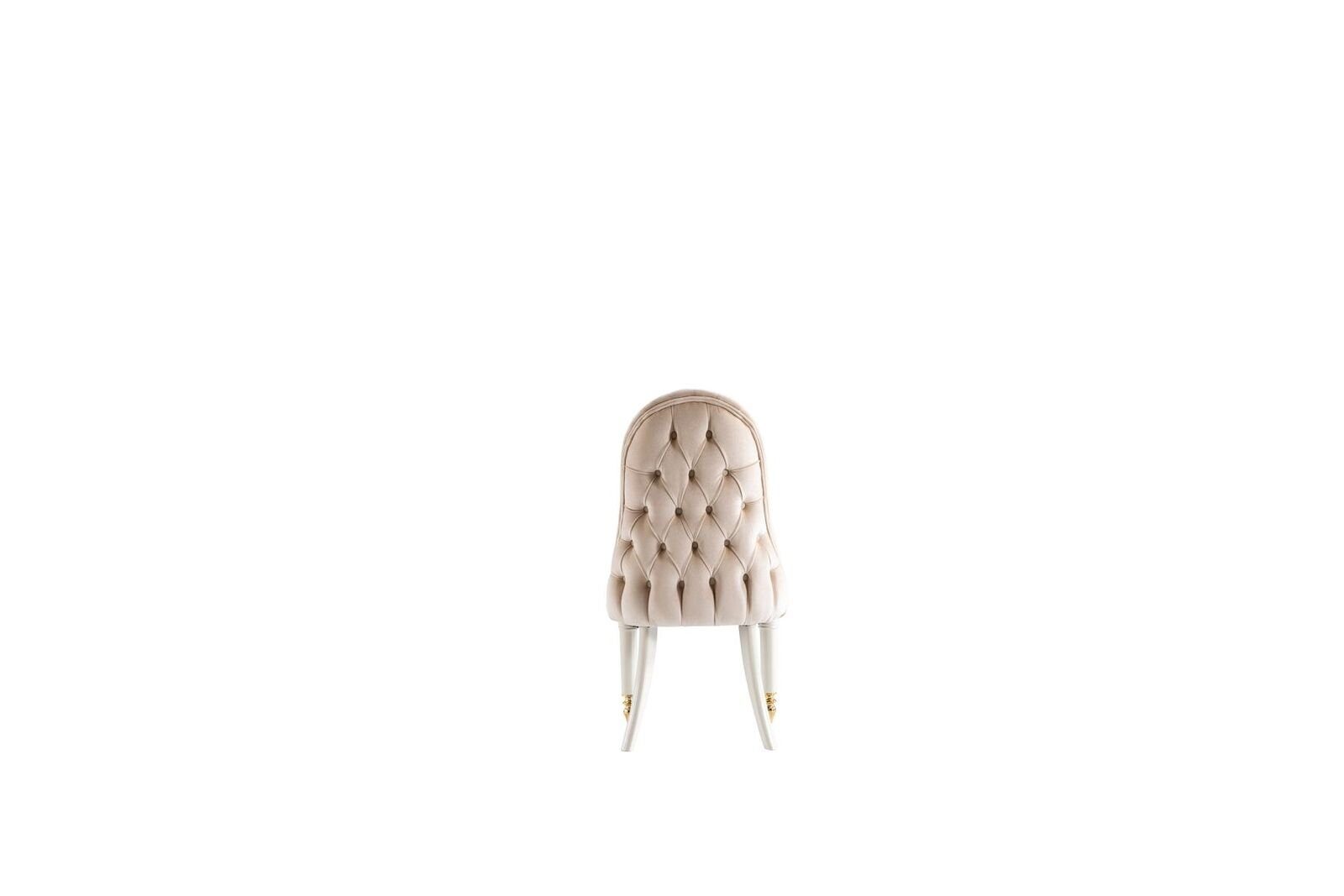 JVmoebel Stoff Esszimmerstuhl Luxus Esszimmer Design Polster Stuhl Modern Stühle Beige Metall