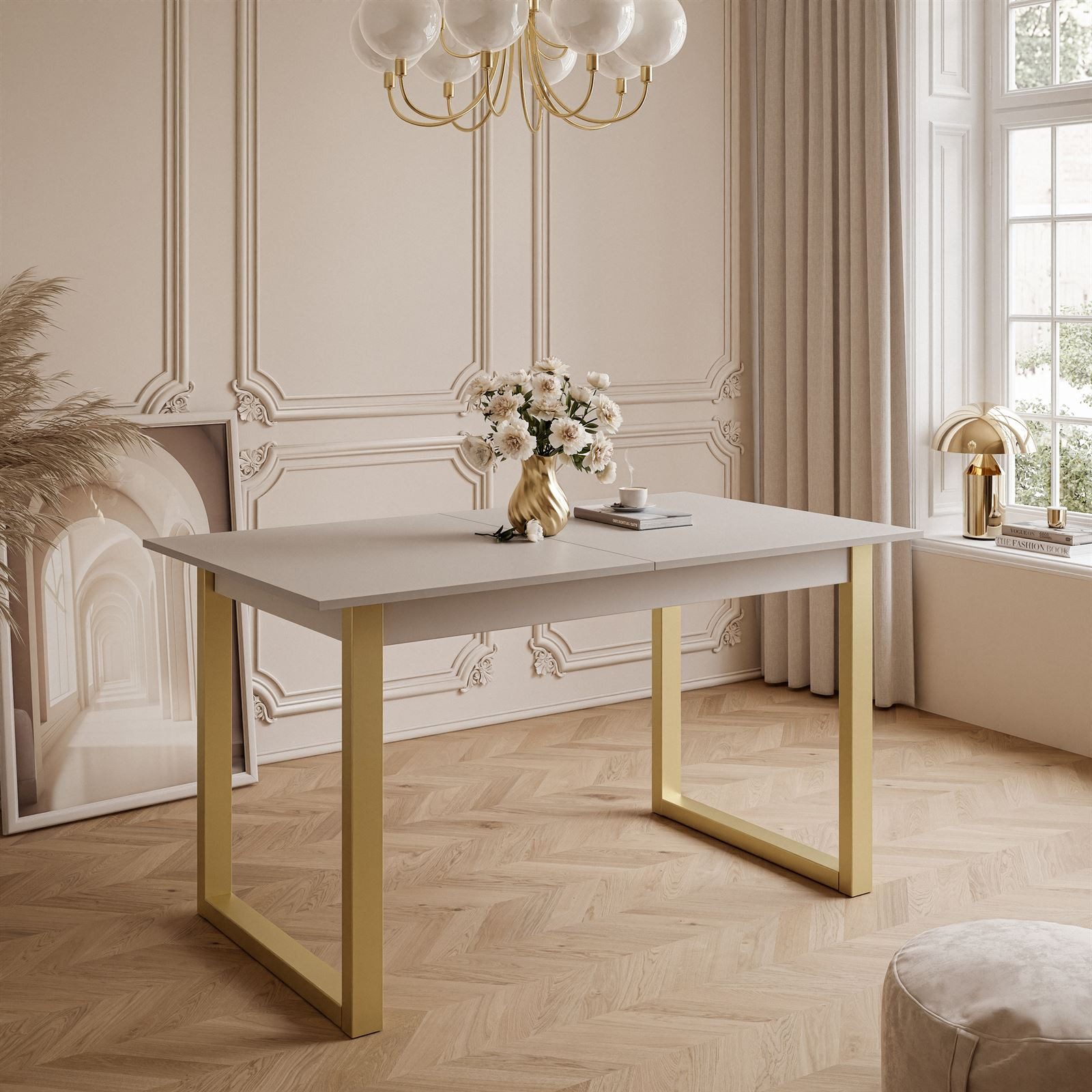 Lookway Esstisch ARTON GOLD II 140 cm ausklappbarer Tisch für 6-8 Personen, günstig online kaufen