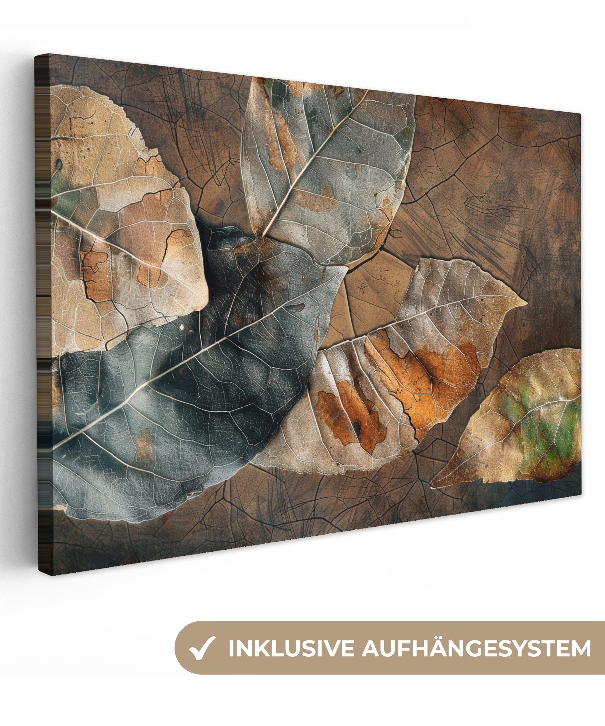 Leinwandbild Blätter - Braun - Herbst - Natur