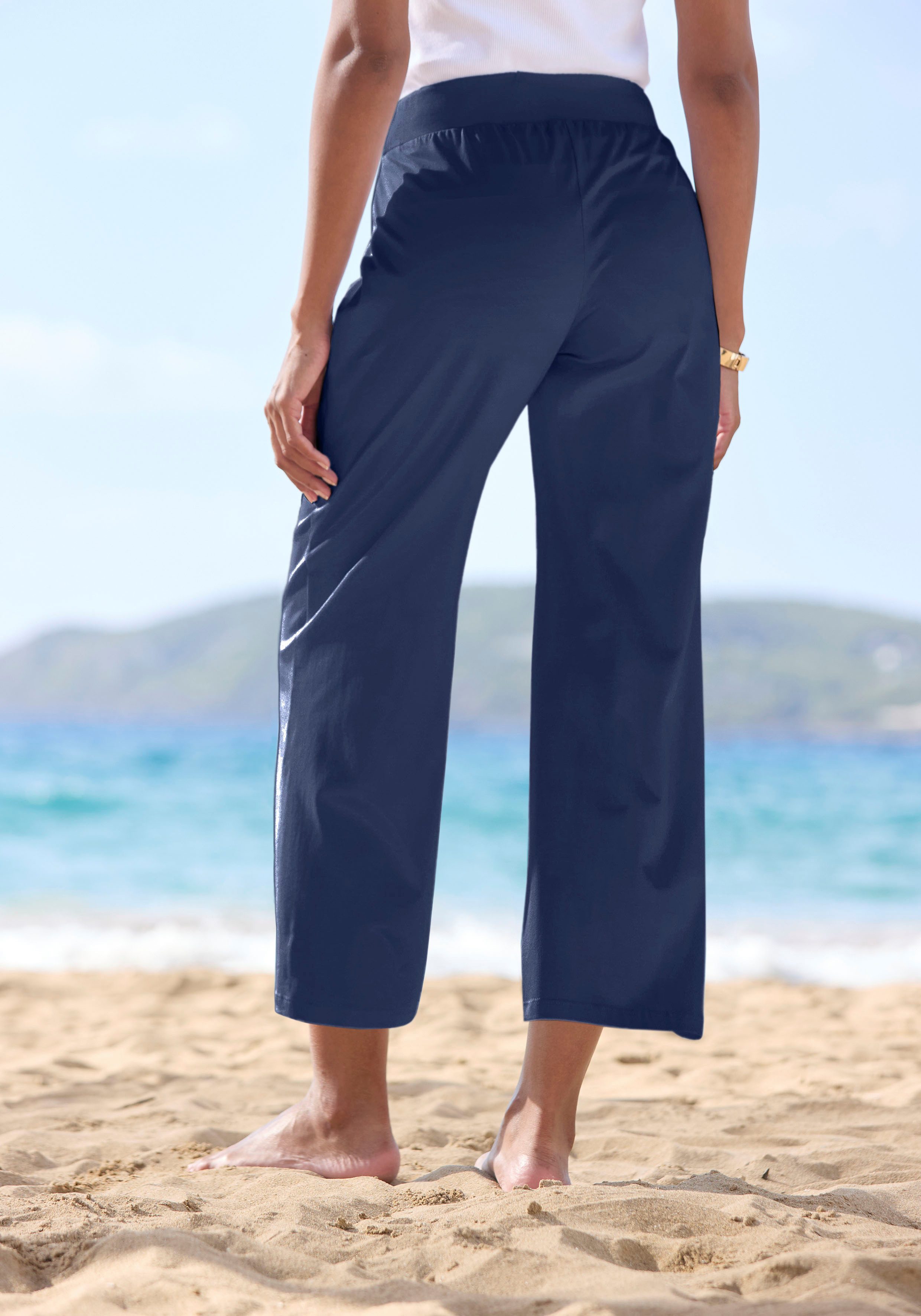 Beachtime 7/8-Strandhose aus weichem Jersey, Wide-Leg, Jogginghose, Relaxhose