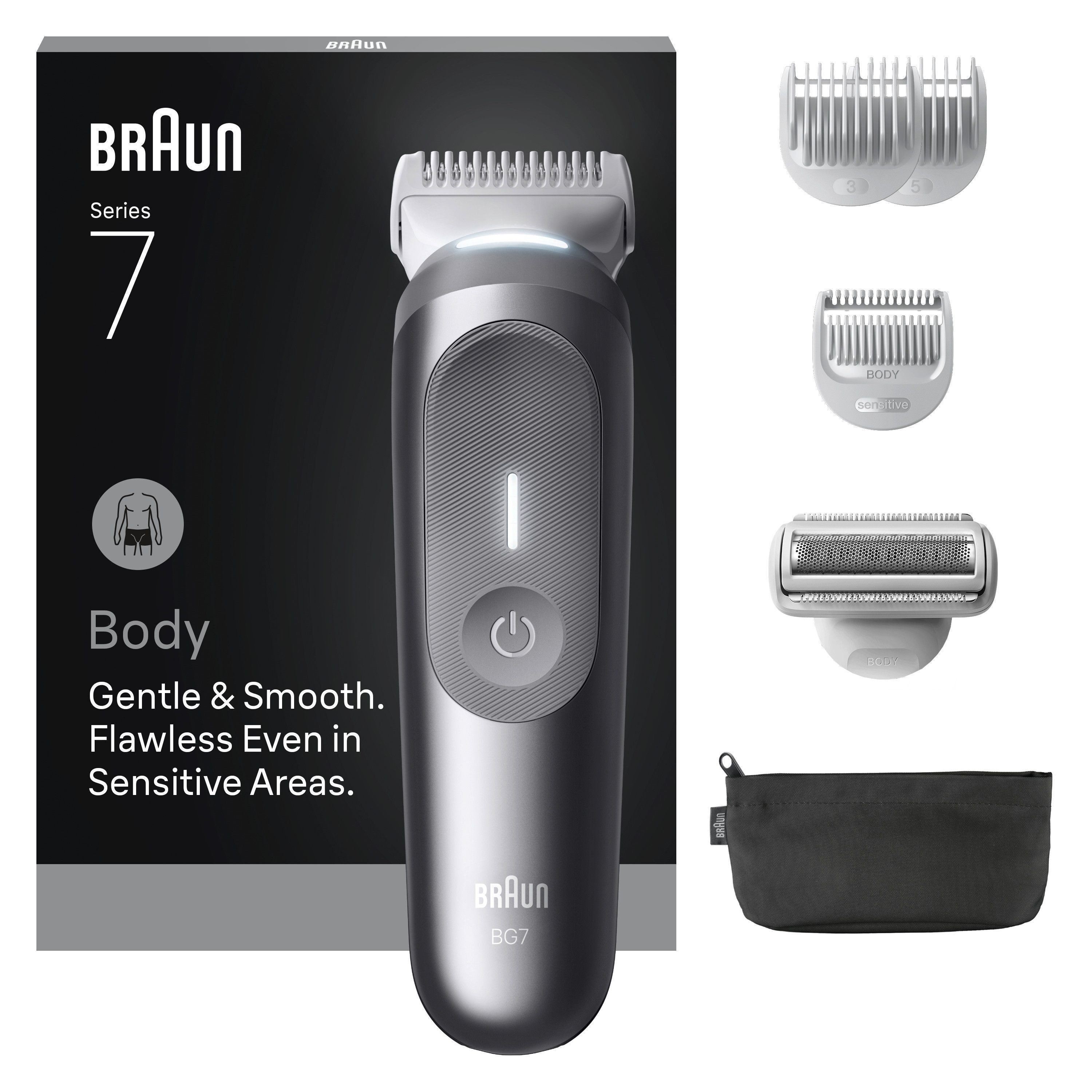 Braun Haarschneider Body Groomer BG7550, mit Smartlight & SkinGuard, 100 Min Akku, wasserdicht