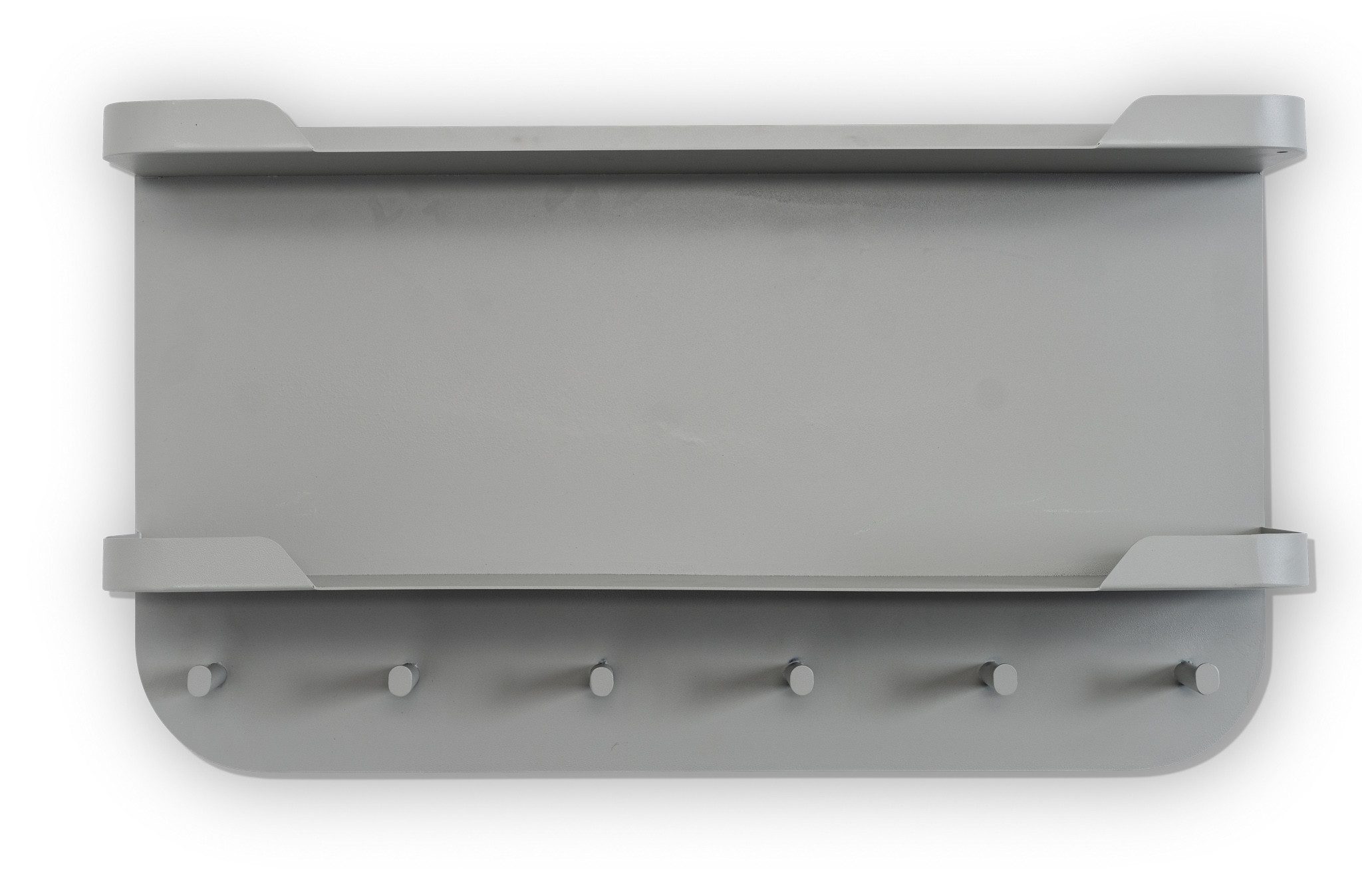 freiraum Garderobenleiste Jil 2, 6 Haken, 2 Ablagen, grau, Metall - 70x40x12cm (BxHxT)