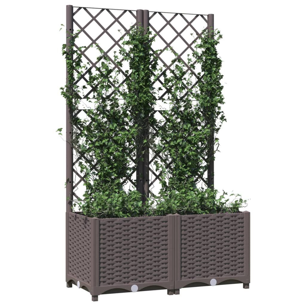 vidaXL Blumenkasten 80 x 40 x 136 cm Pflanzkübel mit Rankgitter Braun 80x40x136 cm Kunstst