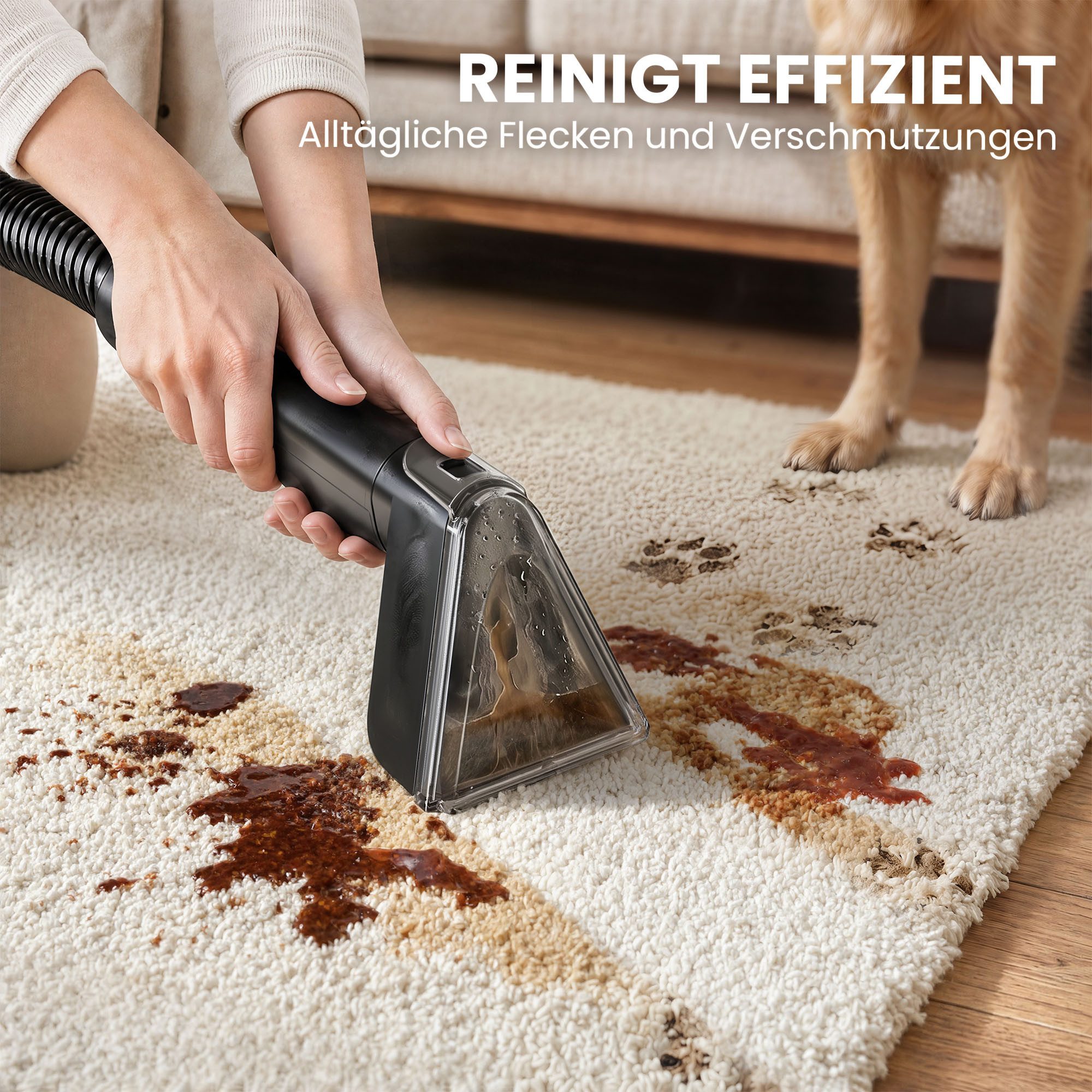 Teendow Wasch-Sauger Teppichreinigungsgerät Polsterreiniger Teppichreiniger Nasssauger Sofa, 600 W, Wassertank, 18.000 Pa Saugkraft, 1,55L+1,5L Trenntank, tragbarer Fleckenreiniger