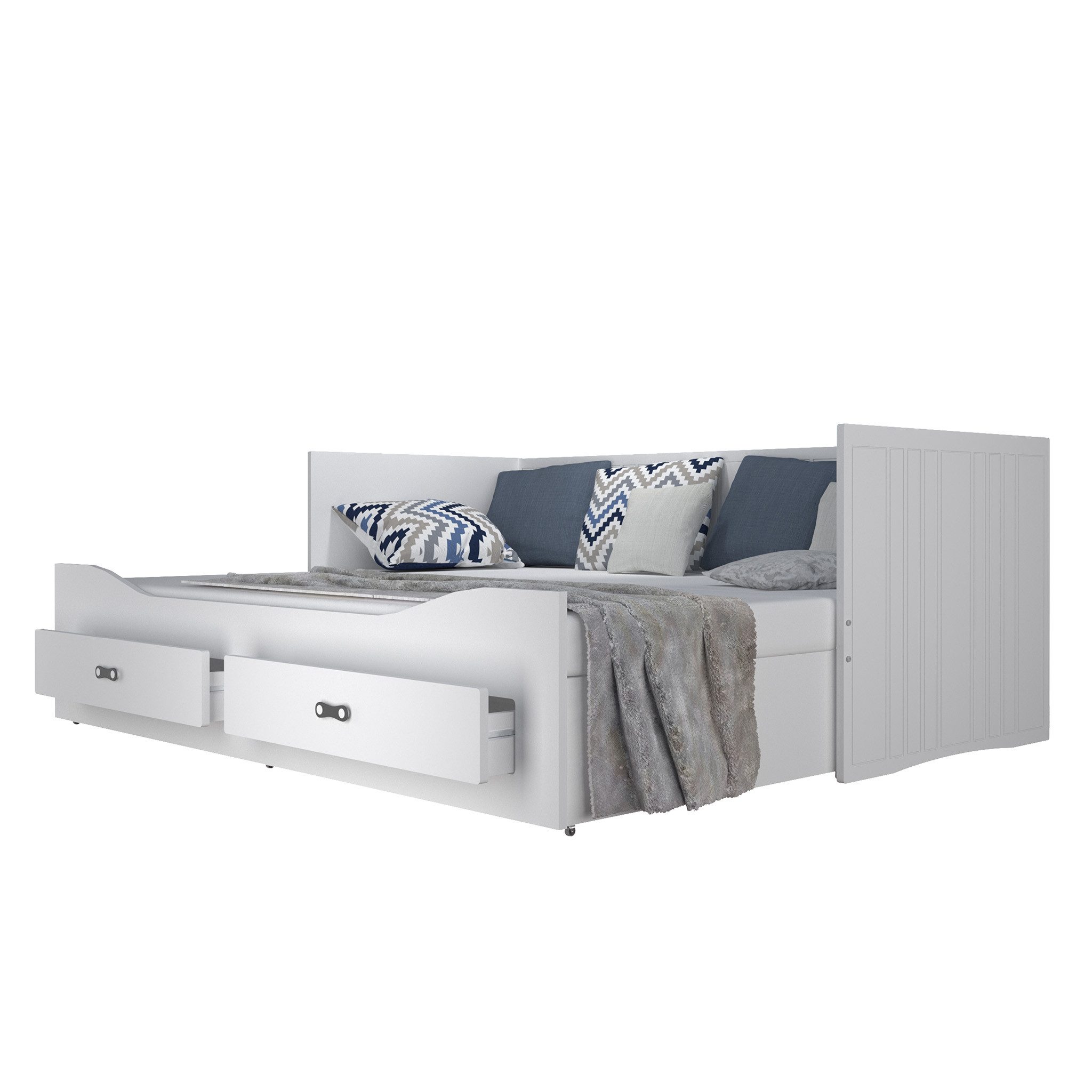 FDM Bett HERMES, 80x200 cm, Matratze, Schublade, Lattenrost aus Holz