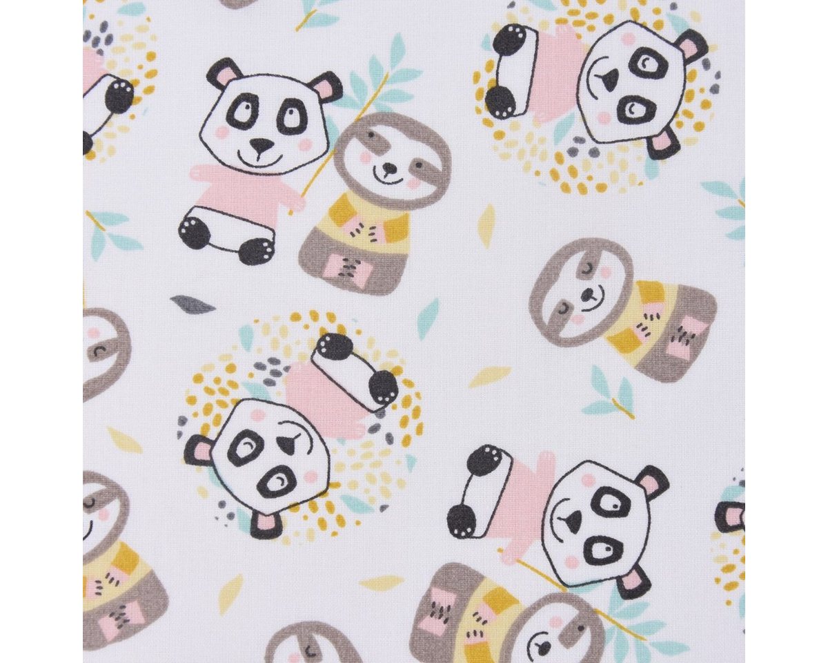 Thumbnail - SCHÖNER LEBEN. Stoff Baumwollstoff WONI Panda Faultier weiß braun rosa türkis gelb grau 1