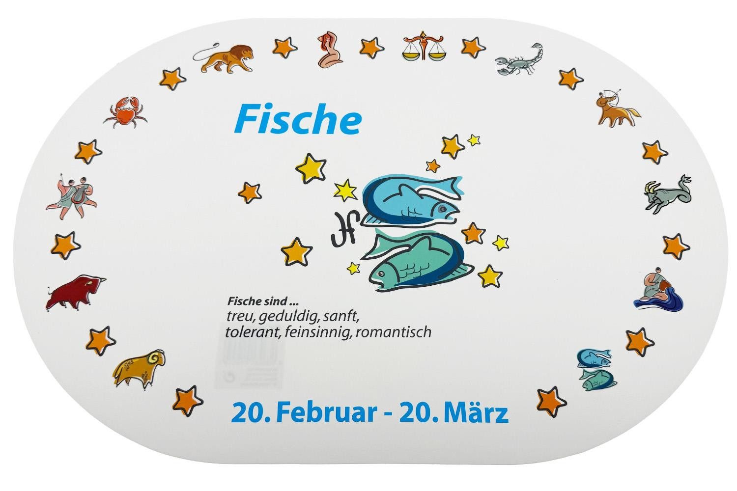 varivendo Tischdecke Platzmatte Sternzeichen Fische Motiv Tischset Bunt 1 Stück (Stück 1-tlg, Platzmatte), Tischset Unterlage Dekoration Essmatte Sternzeichenmotiv