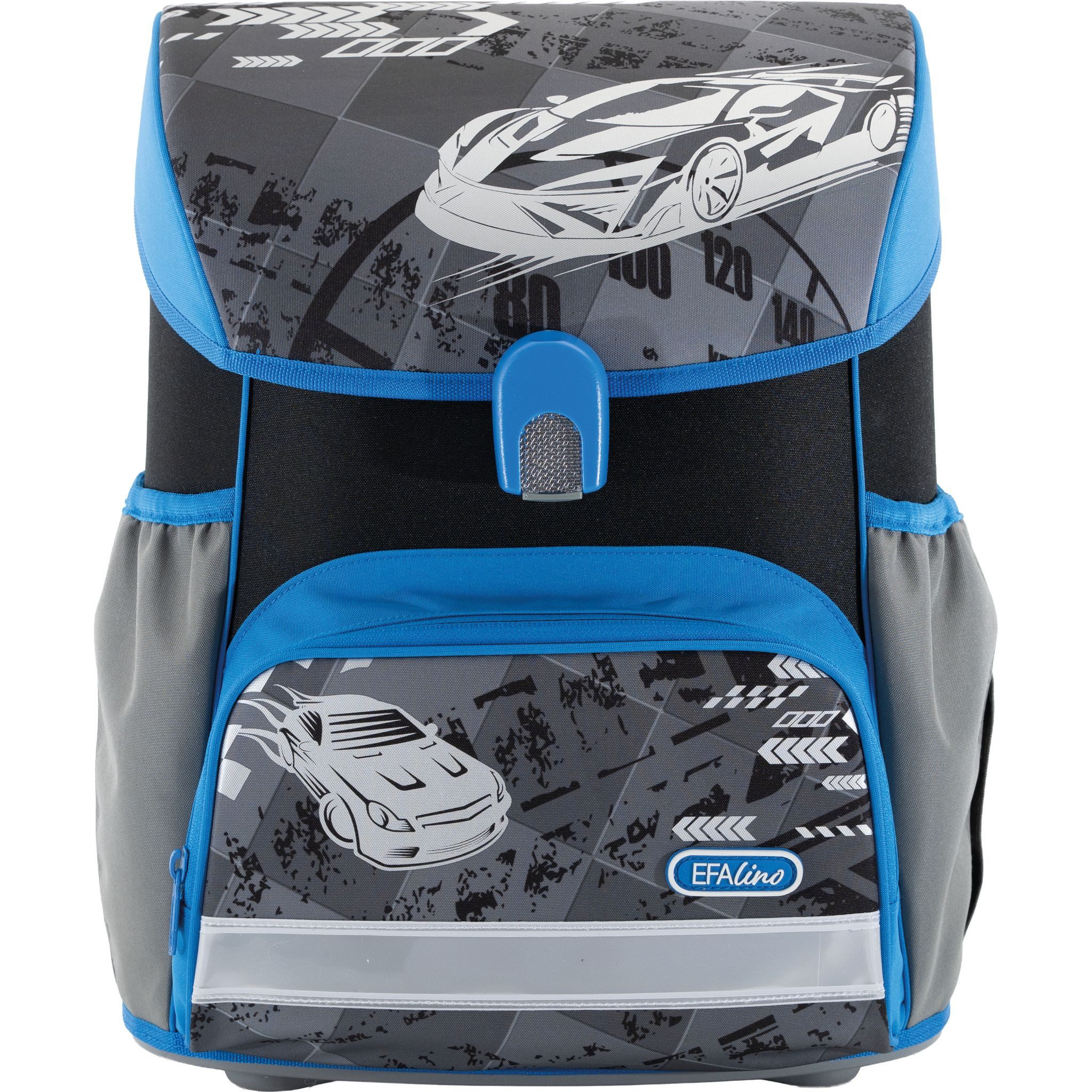 Eberhard Faber Schulranzen EBERHARD FABER Schulranzen Set EFAlino 4-teilig RACE CAR blau