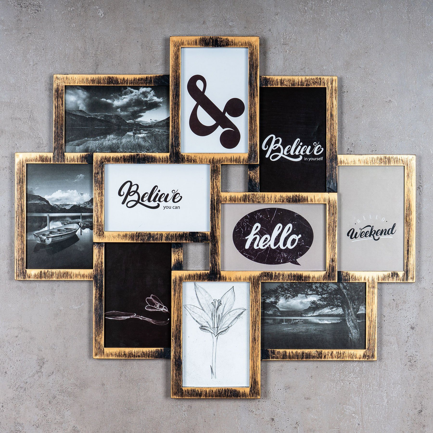 Levandeo® Bilderrahmen Collage, levandeo Bilderrahmen Collage 55x50cm Kupfe günstig online kaufen