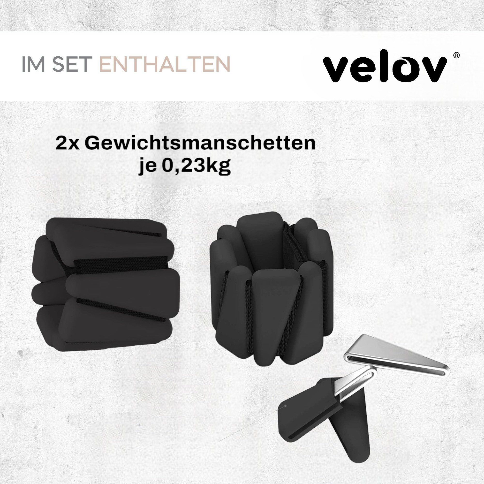 velov Gewichtsmanschette Silikon 2er Set Handgelenk Knöchel Gewicht Fußgewicht Fitness, Gesamtgewicht 0,46kg / 0,9kg / 1,8kg