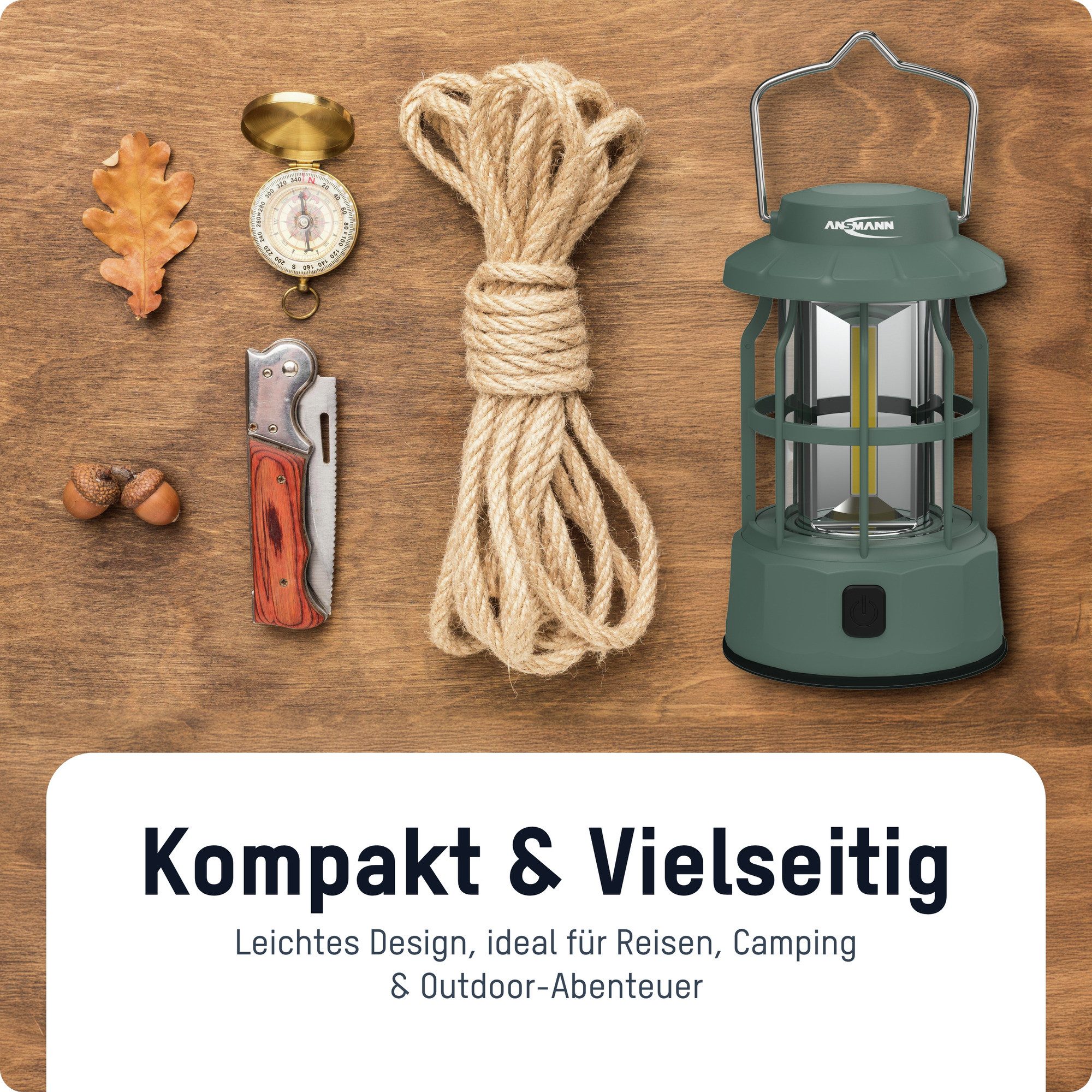 ANSMANN AG LED Gartenleuchte LED Campinglampe, akkubetriebene Outdoor Laterne mit 3 Leuchtmodi